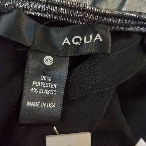 Aqua Silver Liquid Metallic ruched Party Cocktail Dress XS Bloomingdales NEW NWT - Picture 9 of 9